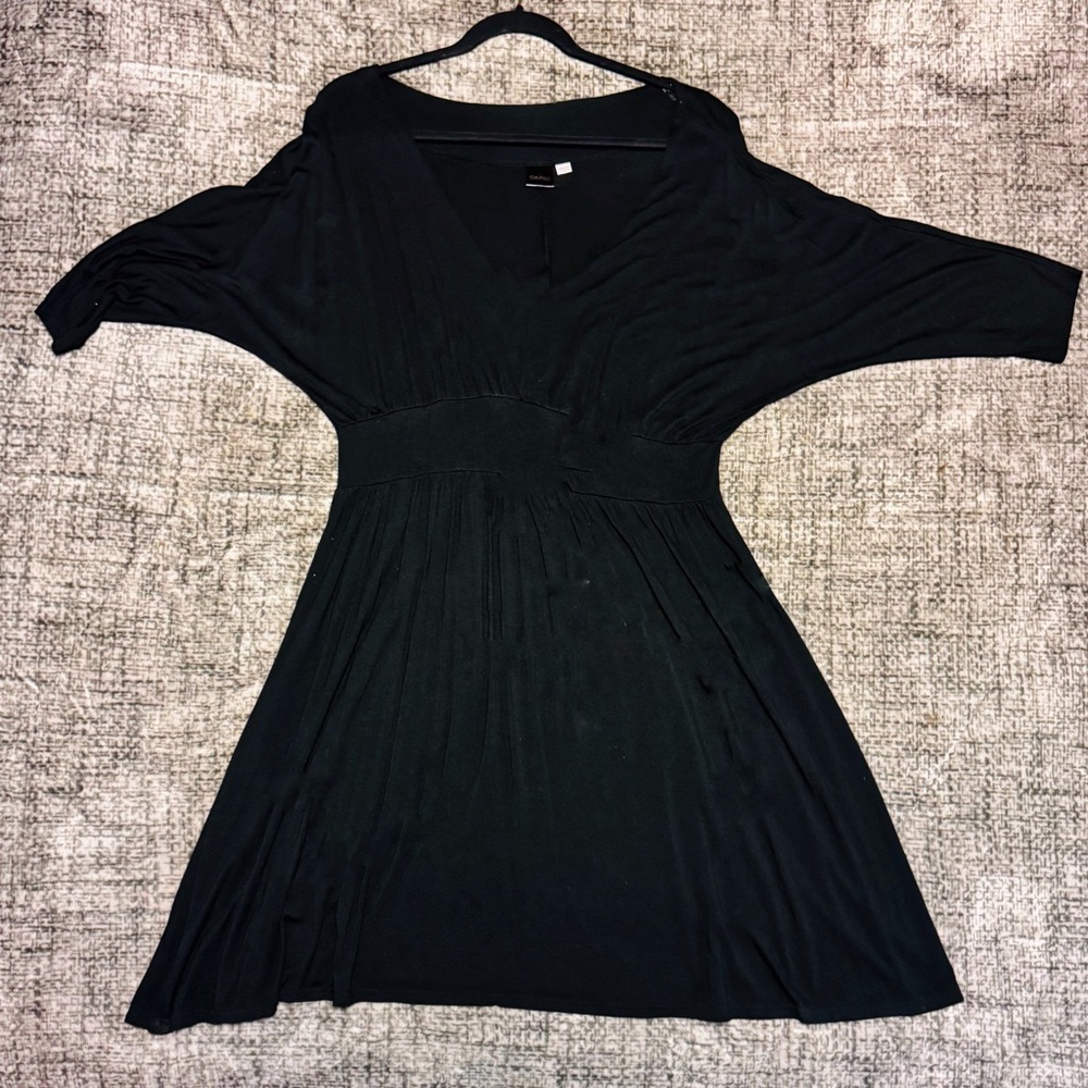 Womens Sweater Dress XLG Black 3/4 Sleeve V Neck Stretch